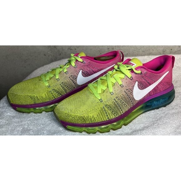 Nike Air Max Flyknit ID Pink-Lime Green-Blue Running Shoes Size 8.5 [845615-992] main image 4